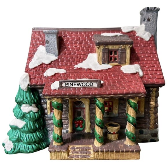 Dept 56 Snow Village Pinewood Log Cabin 1989 Lighted #5150-0 w/Orig Box & Cord - Picture 11 of 11